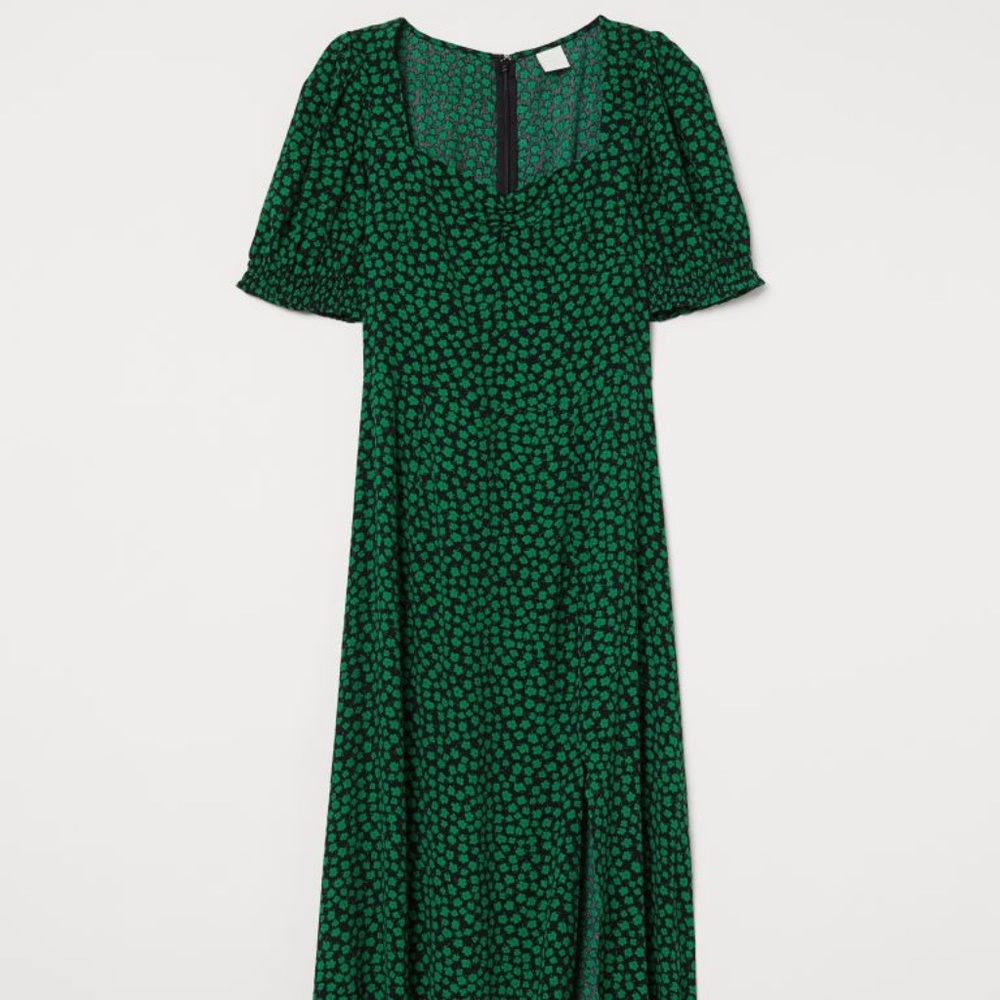 Black and Green Patterned Floral Dress